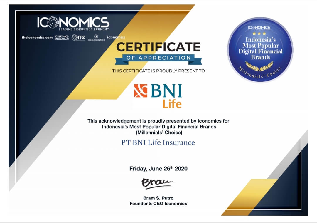 BNI Life Boyong Indonesia’s Most Popular Digital Financial Brands Award